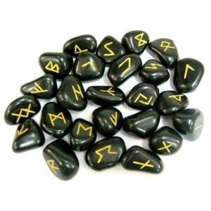 Black Agate Rune Set In Velvet Pouch | Set Of 25 | Divination Tools | Rune Stone